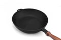 Empty Modern Vintage Cast Iron Pan With Wooden Handle Isolated Royalty Free Stock Photo