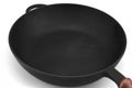 Empty Modern Vintage Cast Iron Pan With Wooden Handle Isolated Royalty Free Stock Photo