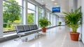 Modern empty waiting area interior with green plants Royalty Free Stock Photo