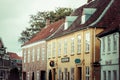 Empty morning street with old houses from royal town Ribe in Den Royalty Free Stock Photo