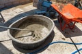 Empty mortar mixer and tools Royalty Free Stock Photo