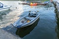 An empty motor boat drifting gently symbolizing solitude and the endless possibilities of exploration on peaceful waters. Motor Royalty Free Stock Photo