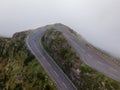 Empty mountain road above the clouds in Madeira Island Portugal