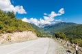 Empty mountain road in Svaneti. Georgia Royalty Free Stock Photo