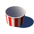 Empty movie popcorn paper bucket icon. Food container with red and white stripes. Vector isometric illustration Royalty Free Stock Photo