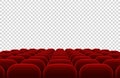 Empty movie theater auditorium with red seats. Cinema hall interior vector illustration