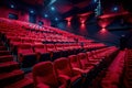 Empty movie theater interior with red seats Royalty Free Stock Photo