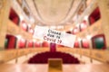 Empty movie theater with red seats. Coronavirus Covid-19 Royalty Free Stock Photo