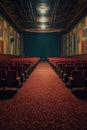 empty movie theater with rows of seats Royalty Free Stock Photo