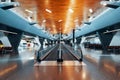 Empty moving walkway in big modern airport