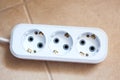 Empty multi plug electrical power strip with for extend the power supply. Close up view Royalty Free Stock Photo