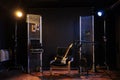 Empty music recording studio with guitar on chair Royalty Free Stock Photo