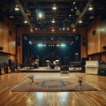 Empty Music Stage with Instruments and Lighting Royalty Free Stock Photo