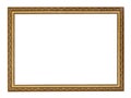 Empty narrow golden carved wooden picture frame Royalty Free Stock Photo