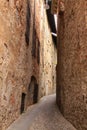 Empty narrow medieval street in Bergamo, Italy Royalty Free Stock Photo