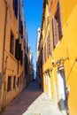 Narrow street traditional Venetian houses Italy Royalty Free Stock Photo