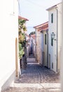 Empty, narrow streets in Croatia on the island of Krk Royalty Free Stock Photo