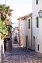 Empty, narrow streets in Croatia on the island of Krk Royalty Free Stock Photo