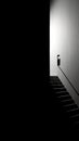 Empty Negative Space minimalistic photo of dark stairs