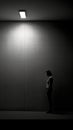 Empty Negative Space minimalistic photo of person in dark area