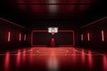 empty neon arena corridor background basketball indoor game futuristic interior hall light. Generative AI.