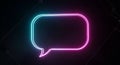 Empty Neon Speech Bubble Icon With Blue And Pink Glow On Dark Background chat message Royalty Free Stock Photo
