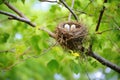 empty nest on a flourishing tree