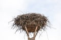 Empty nest of storks on lamppost