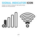 Empty network level vector icon isolated on white background. Vector design signal indicator, mobile carrier level, radio signal
