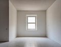 Empty simple neutral room interior with unpainted walls