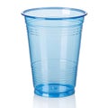 Empty new blue transparent plastic cup disposable isolated on white background Royalty Free Stock Photo