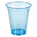 Empty new blue transparent plastic cup disposable isolated on white background Royalty Free Stock Photo