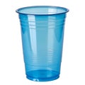 Empty new blue transparent plastic cup disposable isolated on white background Royalty Free Stock Photo