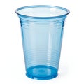 Empty new blue transparent plastic cup disposable isolated on white background Royalty Free Stock Photo