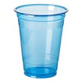 Empty new blue transparent plastic cup Royalty Free Stock Photo