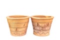 Empty new flower pots isolated on white background