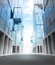 Empty new modern business city street perspective view Royalty Free Stock Photo