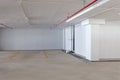 Empty new parking garage underground interior in apartment or business building office and supermarket store Royalty Free Stock Photo