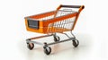 Empty New Supermarket Shopping Cart on a White Background, Generative AI