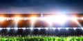 Empty night football arena in lights Royalty Free Stock Photo