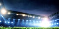 Empty night football arena in lights Royalty Free Stock Photo