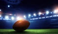 Empty night football arena in lights Royalty Free Stock Photo