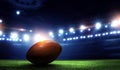 Empty night football arena in lights . Mixed media Royalty Free Stock Photo