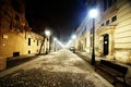 Empty Night Street in Bucharest Royalty Free Stock Photo