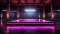 Empty nightclub stage illuminated by bright purple spotlights generated by AI Royalty Free Stock Photo