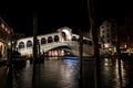 Empty, no tourists Venice. Realto bridge at night Royalty Free Stock Photo