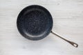 Empty Nonstick Frying Pan Skillet on a white wooden background