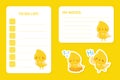 Empty Note Card with Cute Canary Cartoon Yellow Bird Vector Template Royalty Free Stock Photo