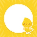 Empty Note Card with Cute Canary Cartoon Yellow Bird Vector Template Royalty Free Stock Photo