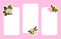 Empty Note Card with Dogrose Flower Pink Buds Vector Template